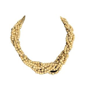 Wooden Braided Beaded Necklace NEW! $95